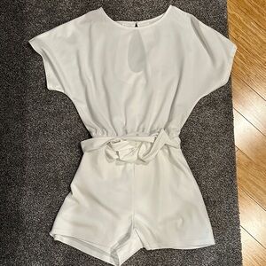 White Short Sleeve Romper